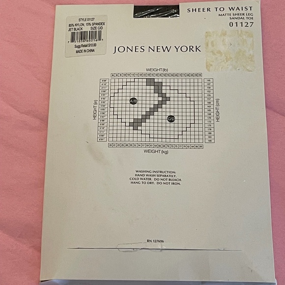 NWT! Fashion Classic Jones New York Sheer To Waist Matte Sheer Leg Tights C/D - Picture 5 of 6